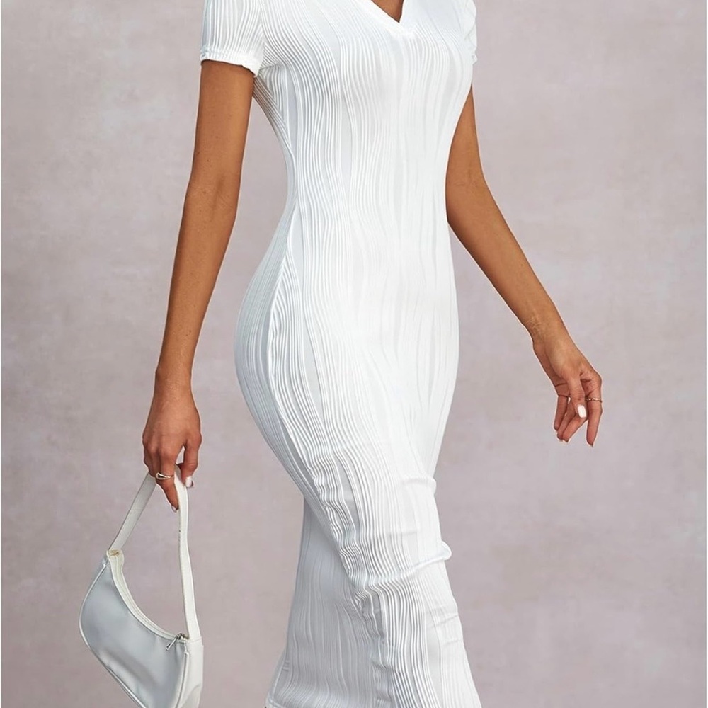 White Ribbed Dress - Picture 5 of 5
